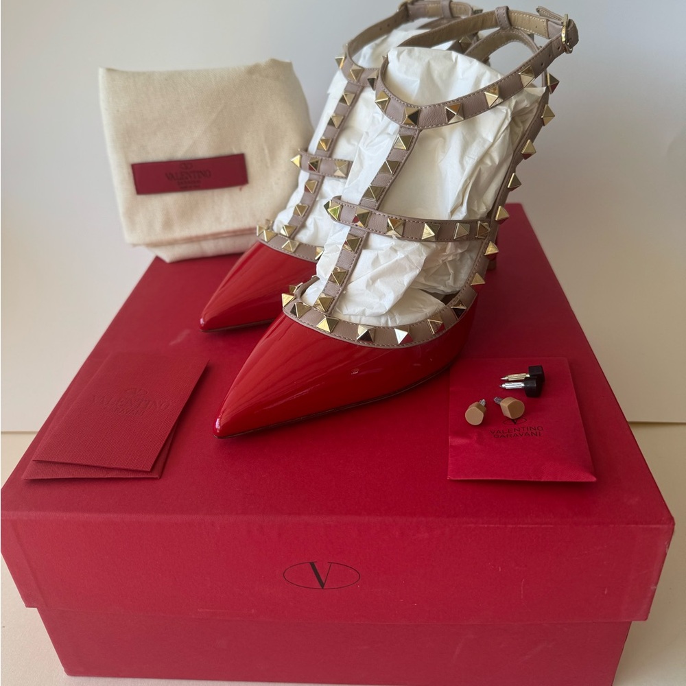 Red Valentino Patent Leather Rockstud Slingback